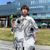 Hearujoy Summer Short Sleeved Shirt Men Retro Printed Shirt Men Streetwear Loose Ice Silk Shirt Mens Hawaiian Shirts Plus Size M-5XL